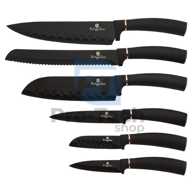 6dílná sada kuchyňských nerezových nožů BLACK- ROSE GOLD 19703