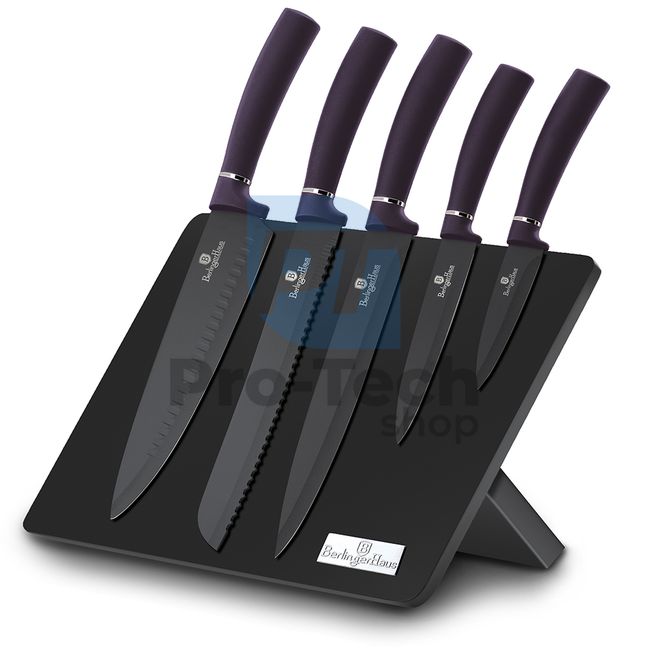 6dílná sada kuchyňských nerezových nožů s magnetickým stojanem PURPLE 20275