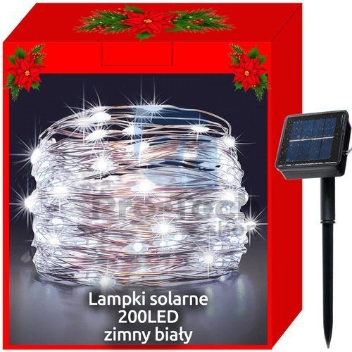 Vánoční osvětlení - solární - drátky 200 LED studená bílá 75464