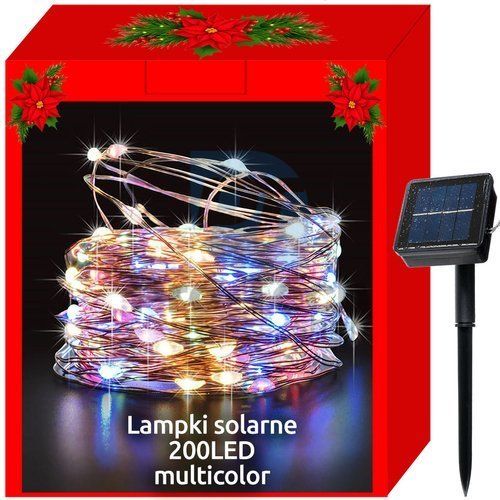 Vánoční osvětlení - solární - drátky 200 LED vícebarevné 75466